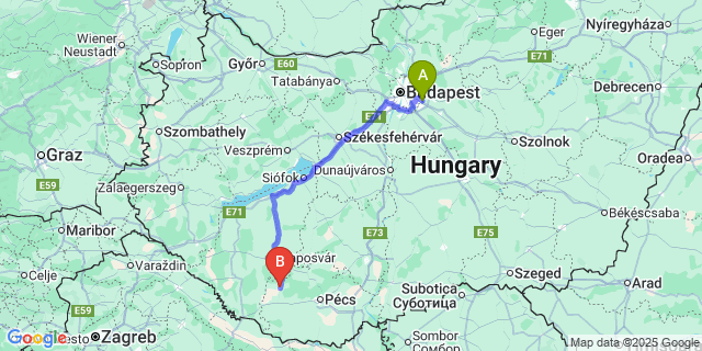 Map: Budapest Airport (BUD), Ferihegy, Liszt Ferenc to Szentlászló