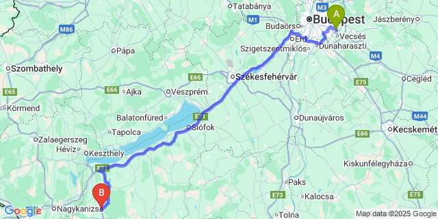 Map: Budapest Airport (BUD), Ferihegy, Liszt Ferenc to Szenyér