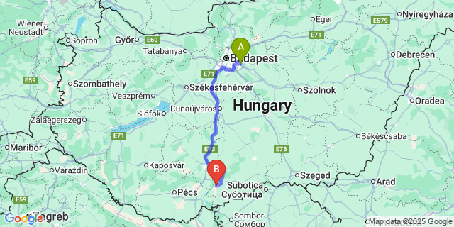 Map: Budapest Airport (BUD), Ferihegy, Liszt Ferenc to Szeremle
