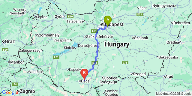 Map: Budapest Airport (BUD), Ferihegy, Liszt Ferenc to Szilágy