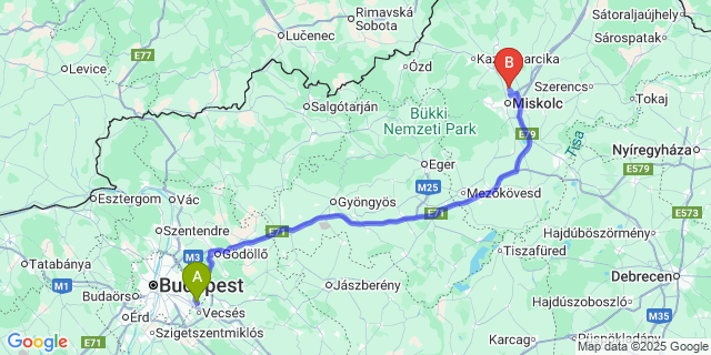 Map: Budapest Airport (BUD), Ferihegy, Liszt Ferenc to Szirmabesenyő