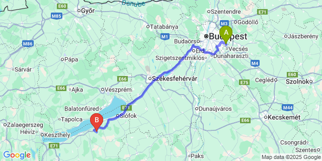 Map: Budapest Airport (BUD), Ferihegy, Liszt Ferenc to Szólád