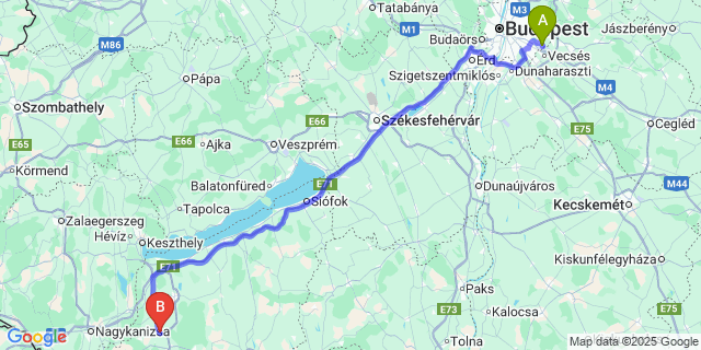 Map: Budapest Airport (BUD), Ferihegy, Liszt Ferenc to Tapsony