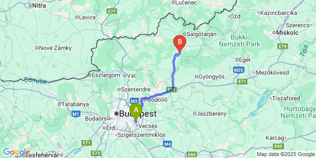 Map: Budapest Airport (BUD), Ferihegy, Liszt Ferenc to Tar