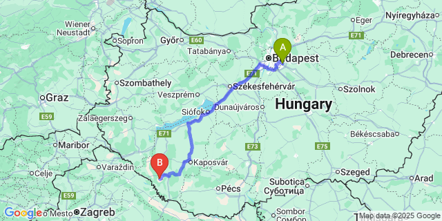 Map: Budapest Airport (BUD), Ferihegy, Liszt Ferenc to Tarany