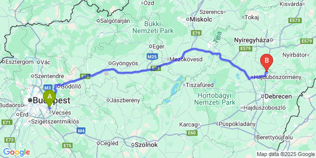 Map: Budapest Airport (BUD), Ferihegy, Liszt Ferenc to Téglás