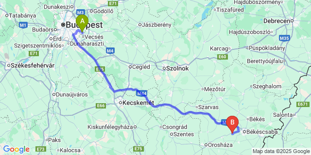 Map: Budapest Airport (BUD), Ferihegy, Liszt Ferenc to Telekgerendás