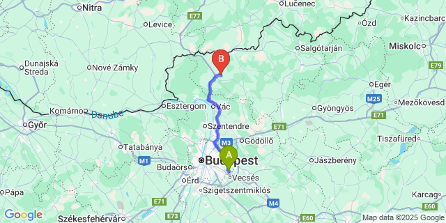 Map: Budapest Airport (BUD), Ferihegy, Liszt Ferenc to Tereske