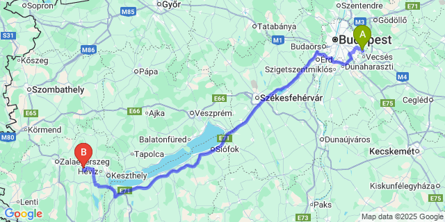 Map: Budapest Airport (BUD), Ferihegy, Liszt Ferenc to Tilaj