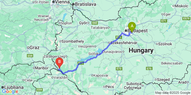 Map: Budapest Airport (BUD), Ferihegy, Liszt Ferenc to Tormafölde