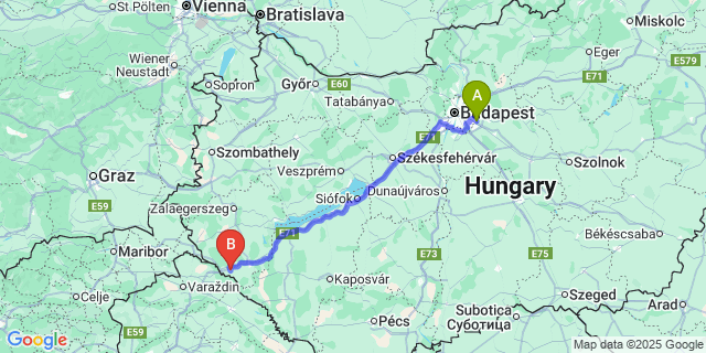 Map: Budapest Airport (BUD), Ferihegy, Liszt Ferenc to Tótszentmárton