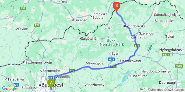 Map: Budapest Airport (BUD), Ferihegy, Liszt Ferenc to Trizs