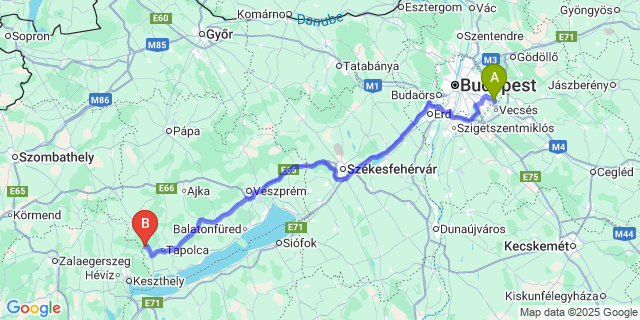 Map: Budapest Airport (BUD), Ferihegy, Liszt Ferenc to Uzsa