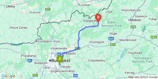 Map: Budapest Airport (BUD), Ferihegy, Liszt Ferenc to Váraszó