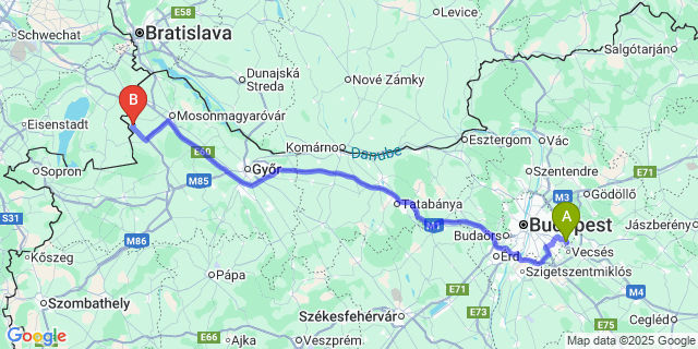 Map: Budapest Airport (BUD), Ferihegy, Liszt Ferenc to Várbalog