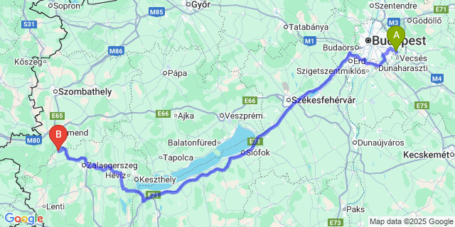 Map: Budapest Airport (BUD), Ferihegy, Liszt Ferenc to Vaspör