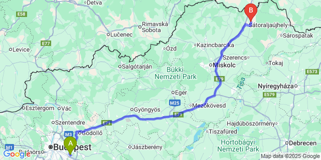 Map: Budapest Airport (BUD), Ferihegy, Liszt Ferenc to Vilmány