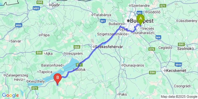 Map: Budapest Airport (BUD), Ferihegy, Liszt Ferenc to Visz