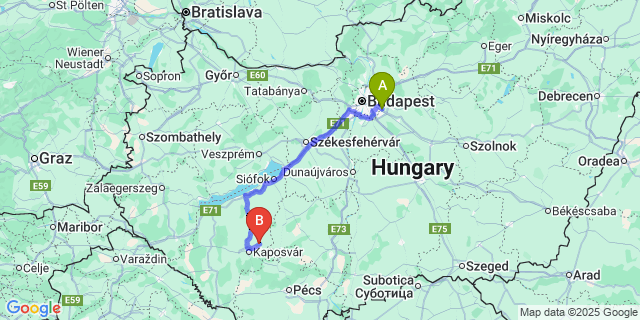 Map: Budapest Airport (BUD), Ferihegy, Liszt Ferenc to Zimány