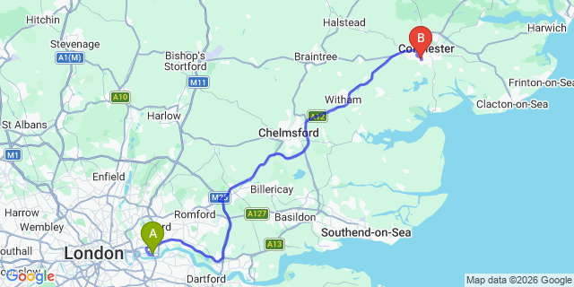 Map: London City Airport (LCY) to Ashford