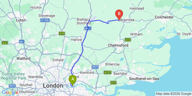 Map: London City Airport (LCY) to Aylesford