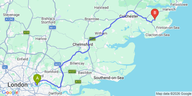 Map: London City Airport (LCY) to Herne Bay