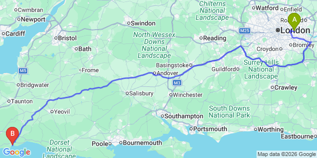 Map: London City Airport (LCY) to Seaton