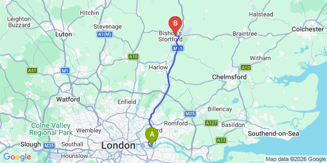 Map: London City Airport (LCY) to Swanley