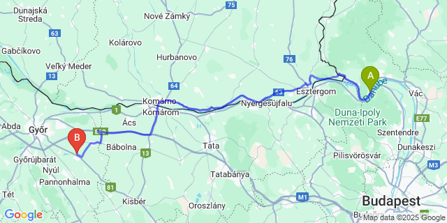 Map: Nagymaros Airport (NMR) to Nagymaros