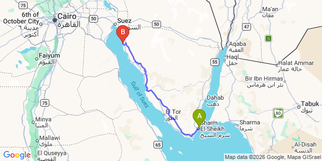 Map: Sharm El Sheikh Airport (SSH) to Ras Sudr