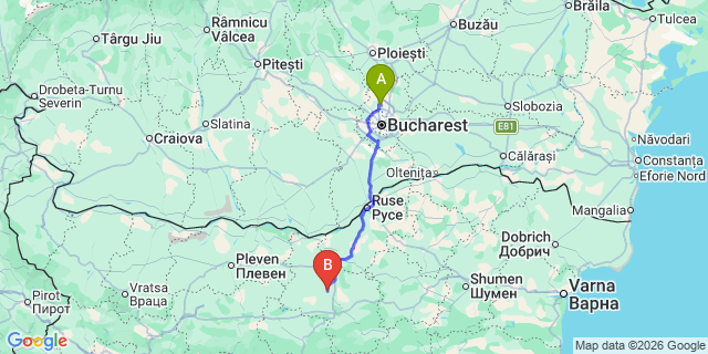 Map: Bucharest Airport (OTP), Henri Coandă to Poiana Brasov