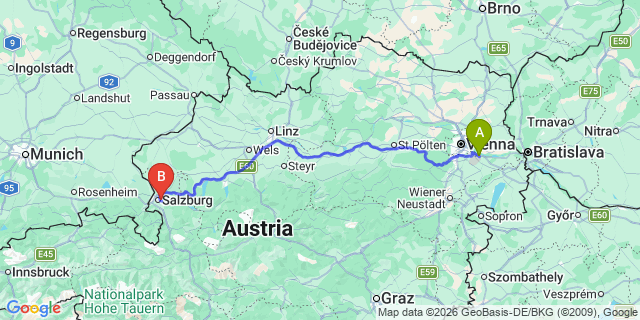 Map: Vienna Airport (VIE) to Aigen