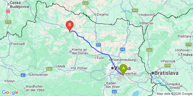 Map: Vienna Airport (VIE) to Altenburg