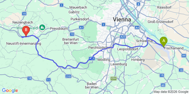 Map: Vienna Airport (VIE) to Altengbach