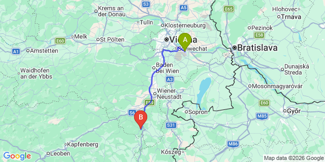 Map: Vienna Airport (VIE) to Aspang-Markt