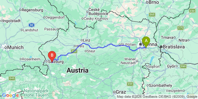 Map: Vienna Airport (VIE) to Faistenau