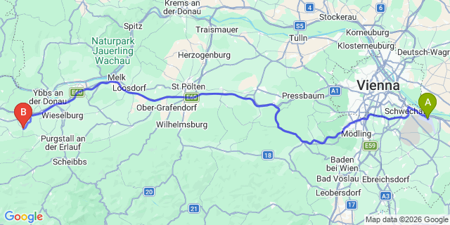 Map: Vienna Airport (VIE) to Ferschnitz