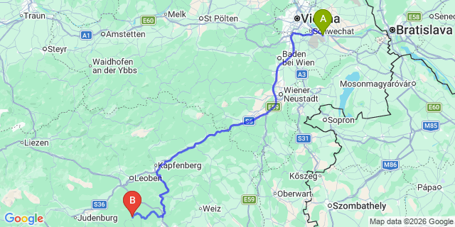 Map: Vienna Airport (VIE) to Gallmannsegg