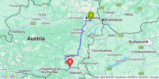 Map: Vienna Airport (VIE) to Gersdorf an der Mur