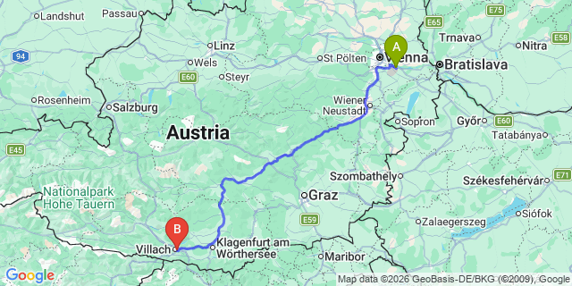 Map: Vienna Airport (VIE) to Maria Gail