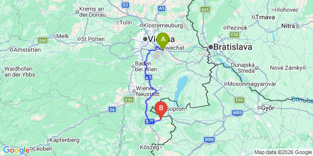 Map: Vienna Airport (VIE) to Neckenmarkt