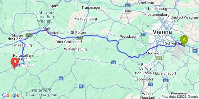 Map: Vienna Airport (VIE) to Reinsberg