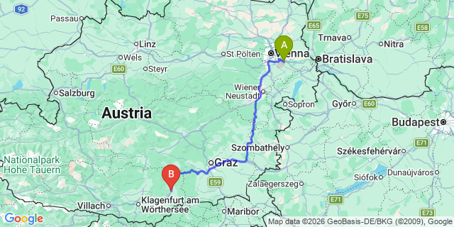 Map: Vienna Airport (VIE) to Sankt Andrä im Lavanttal