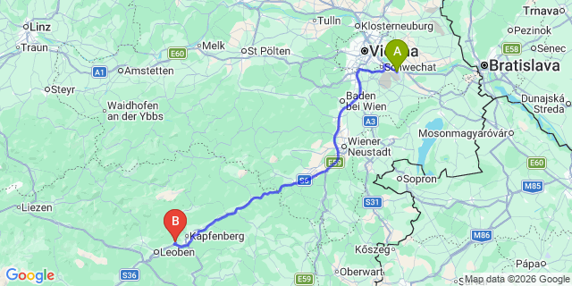 Map: Vienna Airport (VIE) to Sankt Dionysen