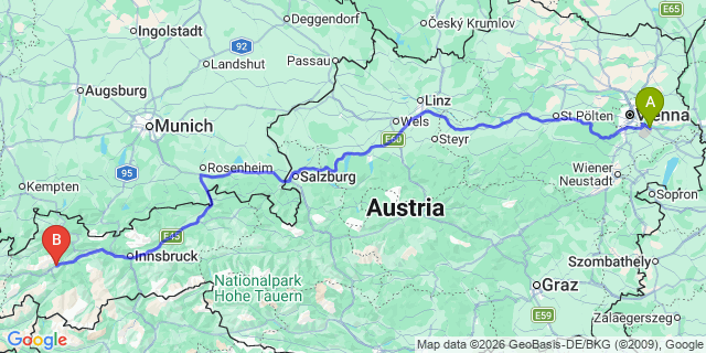 Map: Vienna Airport (VIE) to Schonwies