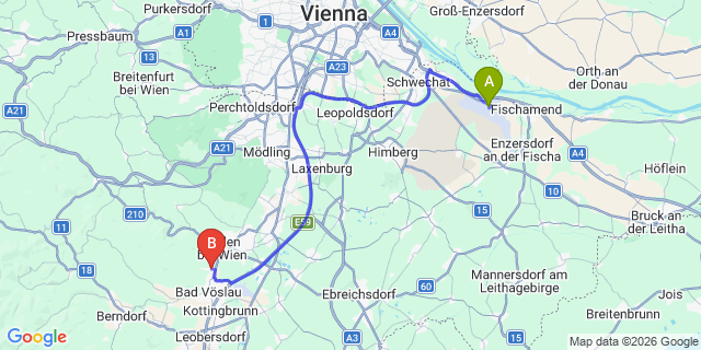 Map: Vienna Airport (VIE) to Sooß