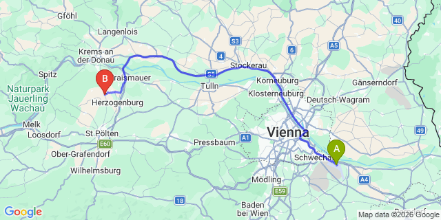 Map: Vienna Airport (VIE) to Statzendorf