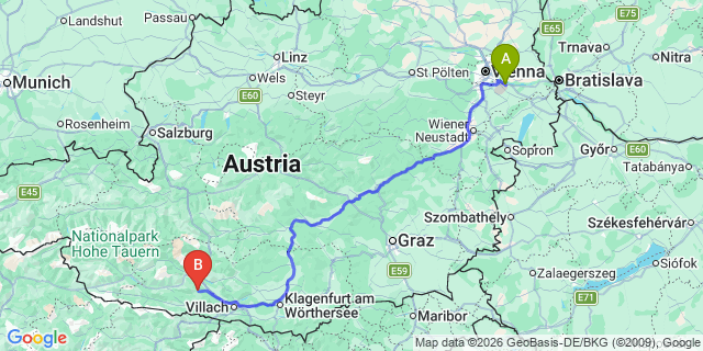 Map: Vienna Airport (VIE) to Stockenboi