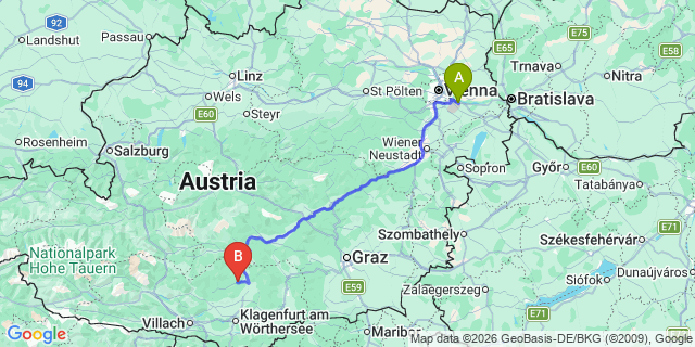 Map: Vienna Airport (VIE) to Straßburg