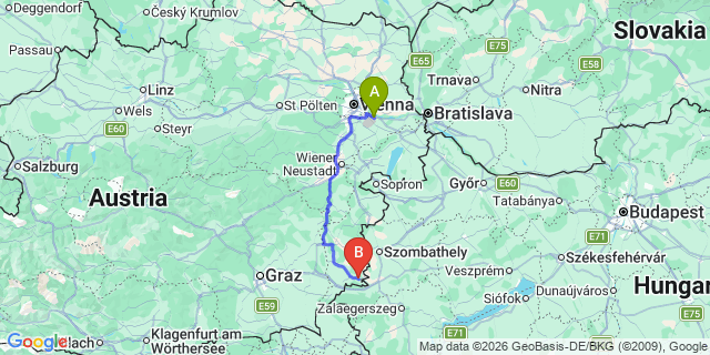 Map: Vienna Airport (VIE) to Strem